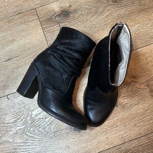 All Saints Black Hessian Pony Hair Two Tone Ankle Boots Size 36/6